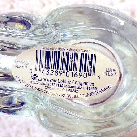 NWT Vintage Indiana Glass Company | Crystal Bunny‎ Rabbit Votive Candle Holder - Picture 10 of 12